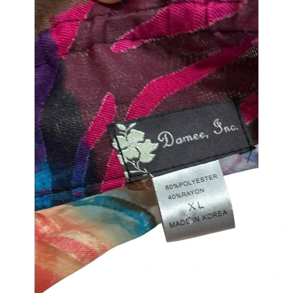 DAMEE Inc. Sheer Blouse Jacket Rainbow Wired Collar XL Maximalist Art to Wear - Picture 3 of 10